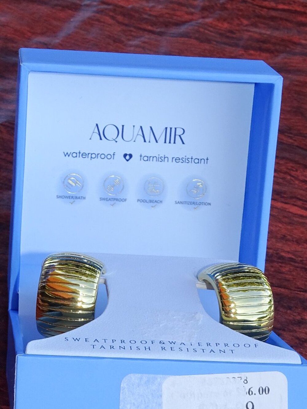 Aquamir Tarnish Resistant, Waterproof, & Hypoallergenic Gold tone Hoop Earrings